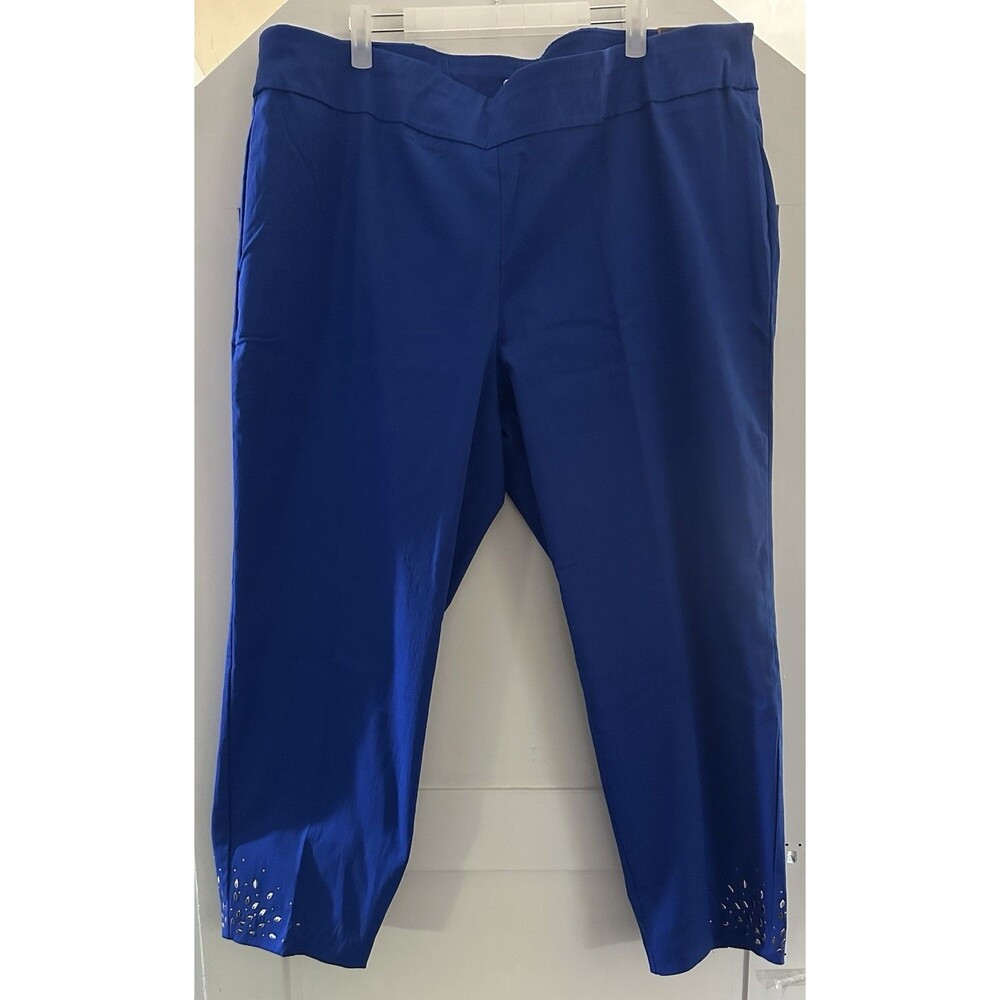 🖤Avenue Royal Blue Straight Leg Embellished Ankle Pants Women’s Size 22 NWT